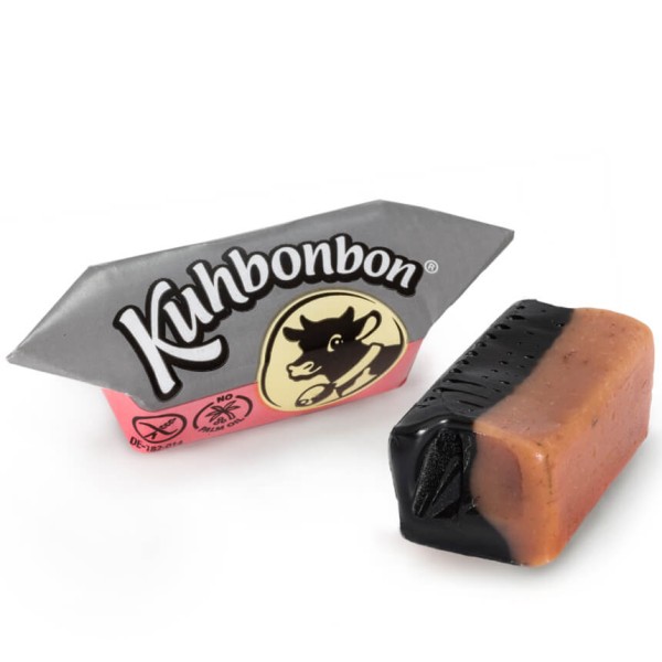 2 Stück Kuhbonbon Erdbeer Lakritz - einzeln verpacktes zweischichtiges Karamellbonbon