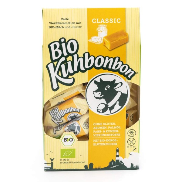 105g box of Kuhbonbon organic caramels